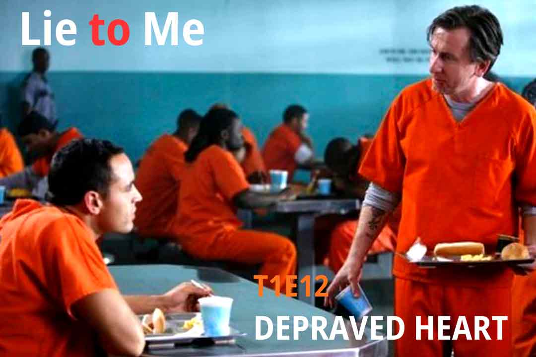 Cena do episódio Blinded mostrando análise de emoções falsas e sinais não verbais