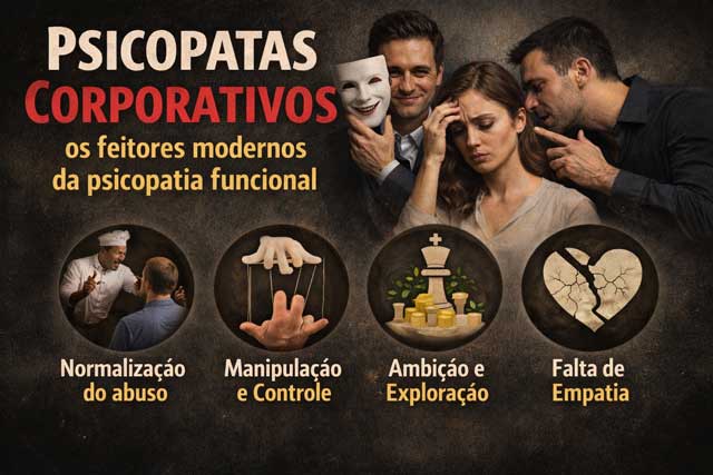 Psicopatas corporativos atuam como feitores modernos, normalizando abuso, exploração e violência psicológica nas organizações.