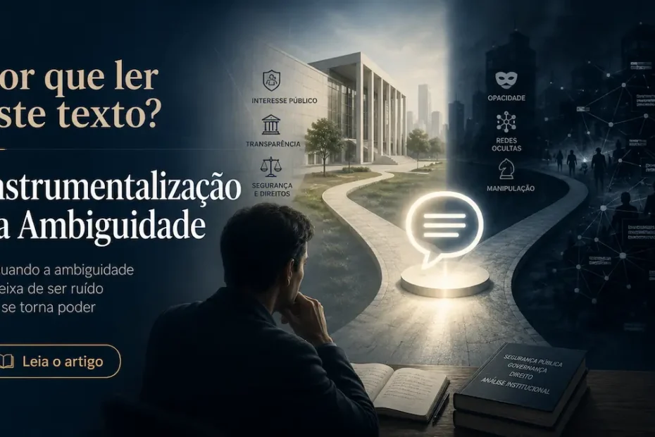 A instrumentalização da ambiguidade mostra como sentidos aparentemente legítimos podem abrir caminhos distintos para poder, risco e responsabilidade.