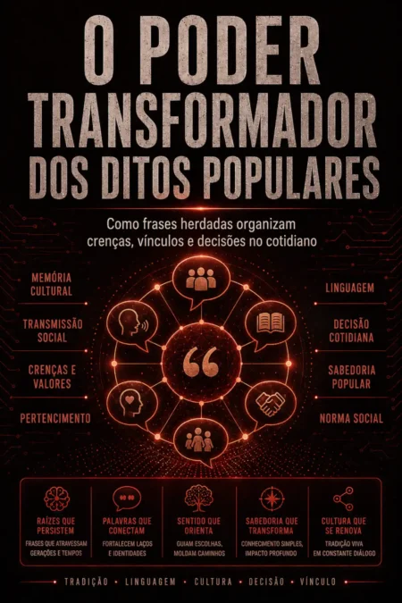 Imagem do livro O Poder Transformador dos Ditos Populares, de Sergio Senna, sobre linguagem, crenças, vínculos e decisão cotidiana.